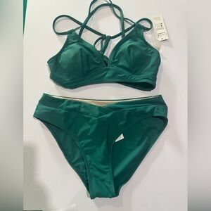 Cupshe Green High Cut Bikini Set Small NWT Adjustable